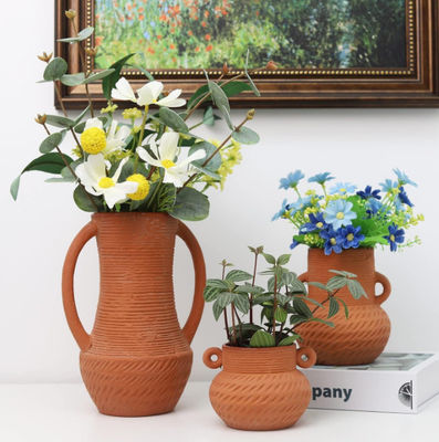 Szerokoustne ceramiczne wazy kwiatowe Dekor Rustyczny dom