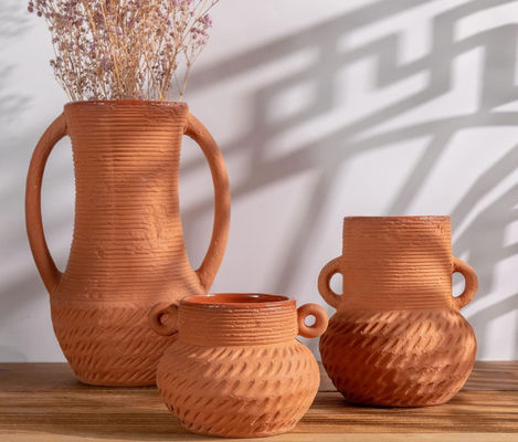 Szerokoustne ceramiczne wazy kwiatowe Dekor Rustyczny dom