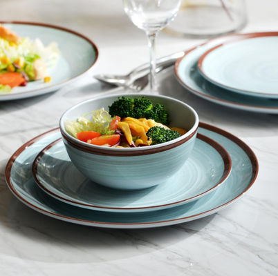 Zielony 12 p.c. zestaw naczyń do kolacji z melaminą, talerze i miski