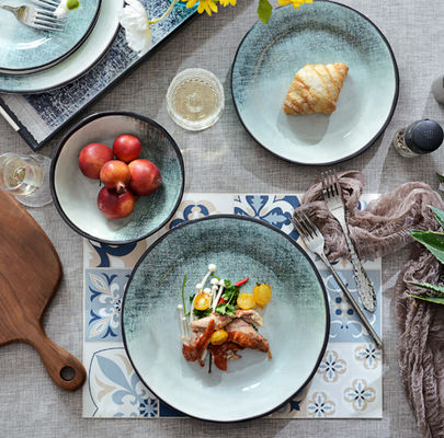 Zielony zestaw 12 sztuk melaminowych naczynia do posiłków do użytku na zewnątrz