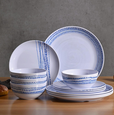 12 sztuk Rusty Melamine Zestaw naczynia do kolacji zmywarka naczynia bezpieczna deszcz